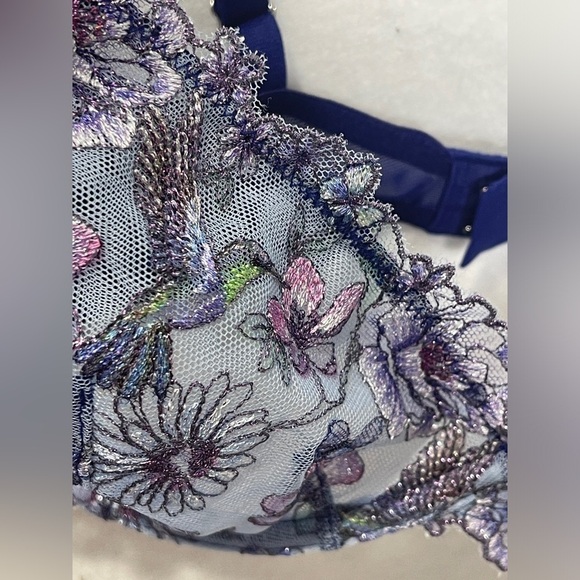 Victoria’s Secret Unlined Hummingbird Floral Embroidered Demi Bra 34DD - Picture 5 of 12